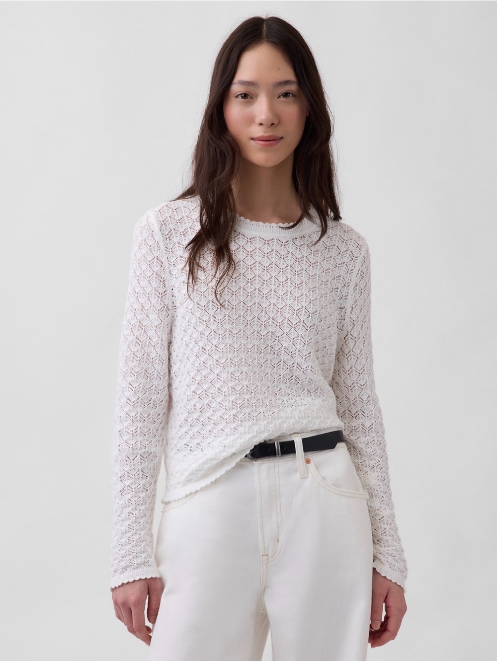 GAP 100% Cotton Pointelle Crop Sweater NWOT Small